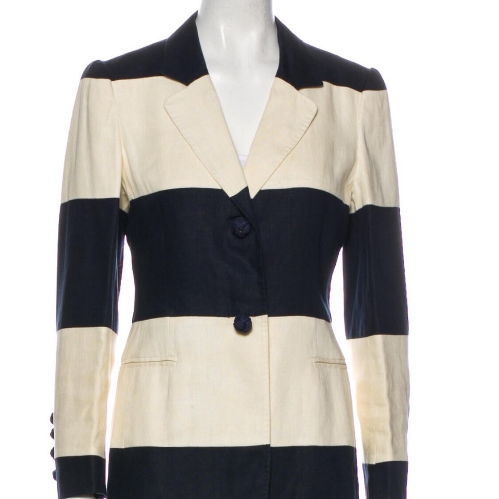 Moschino Women’s Linen Striped Blazer Size 6